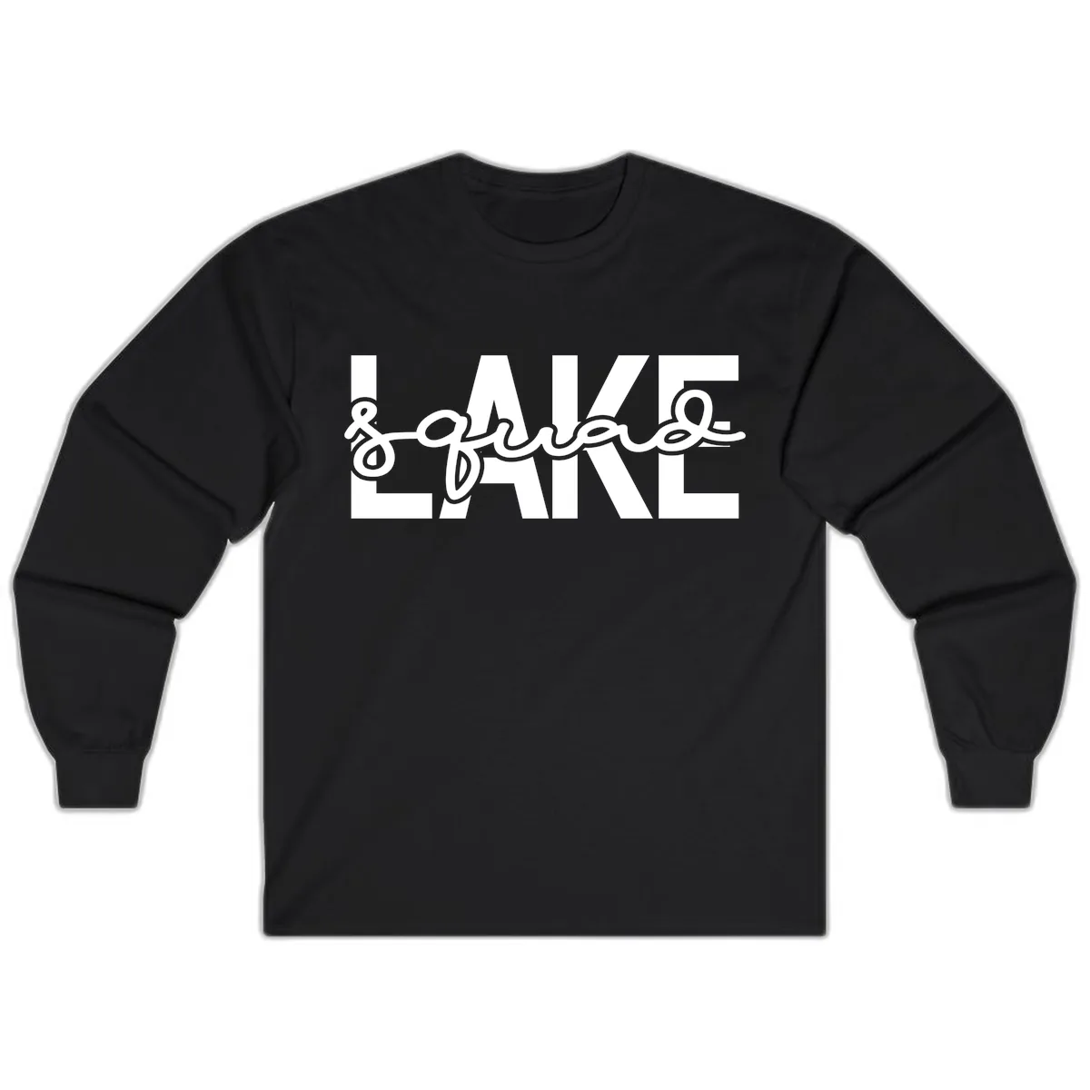 Lake Squad Typography Design Long Sleeve in Black