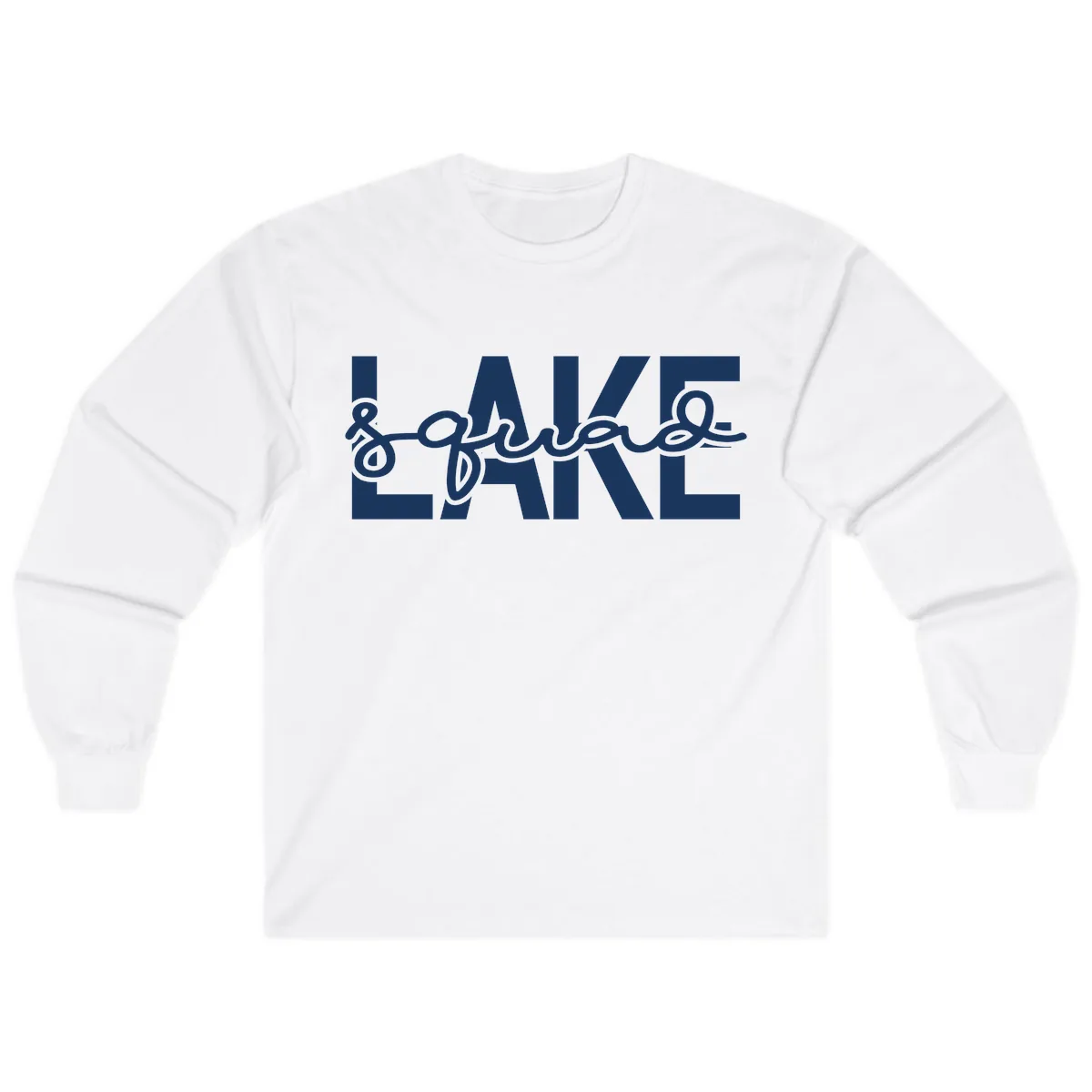 Lake Squad Typography Design Long Sleeve in White