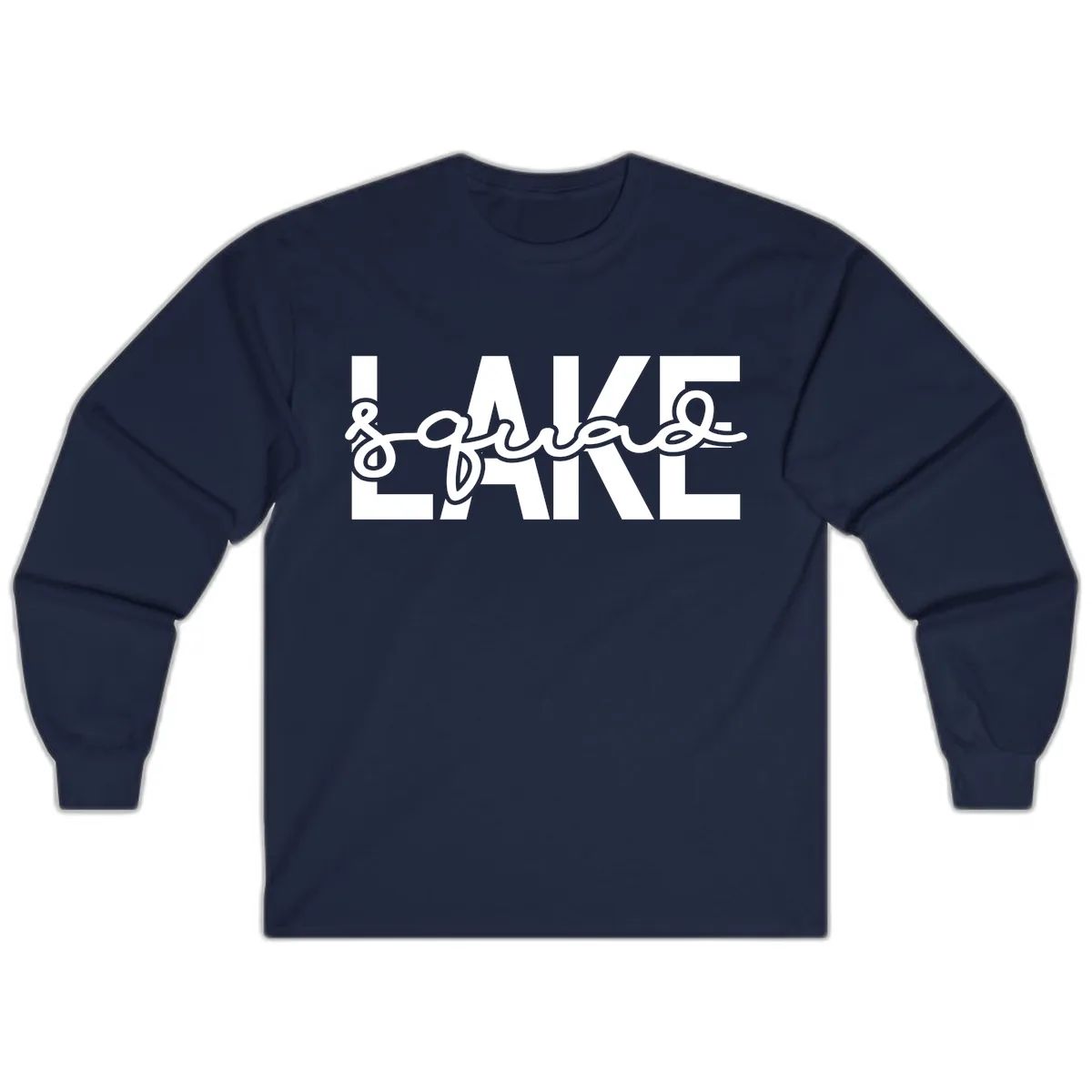 Lake Squad Typography Design Long Sleeve in Navy