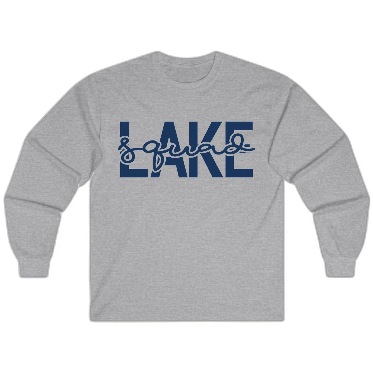Lake Squad Typography Design Long Sleeve in Sport Grey