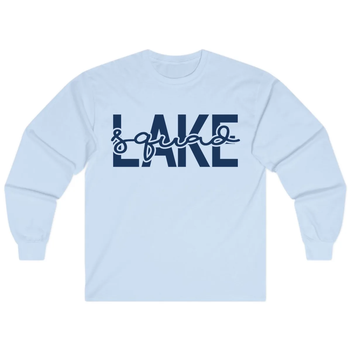 Lake Squad Typography Design Long Sleeve in Light Blue