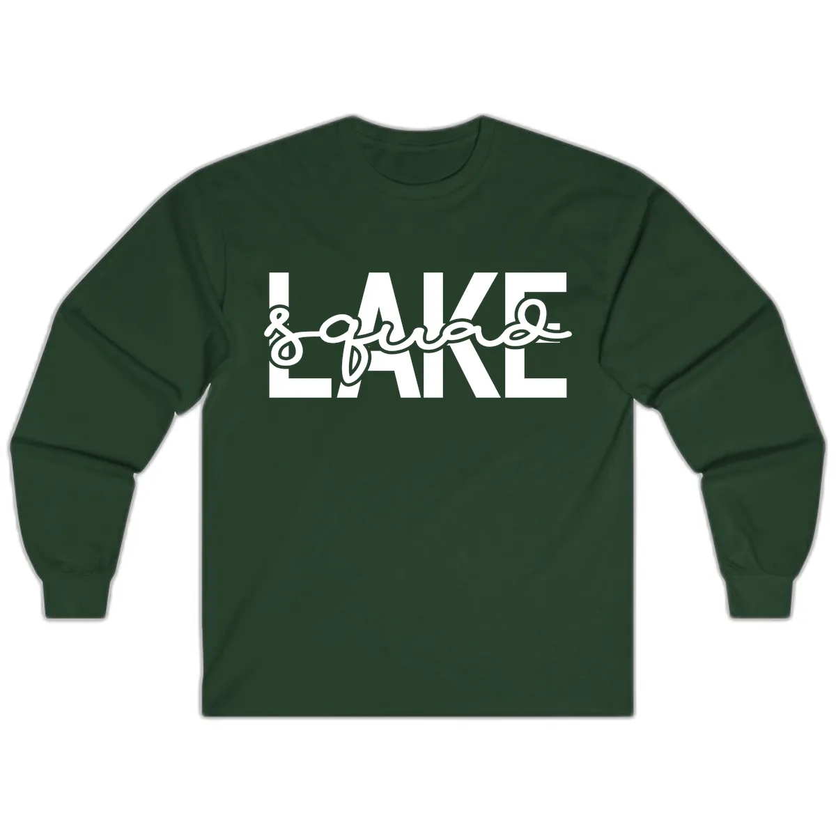 Lake Squad Typography Design Long Sleeve in Forest Green