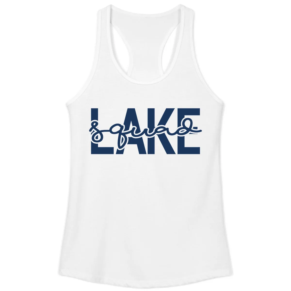 Lake Squad Typography Design Ladies Tank in White
