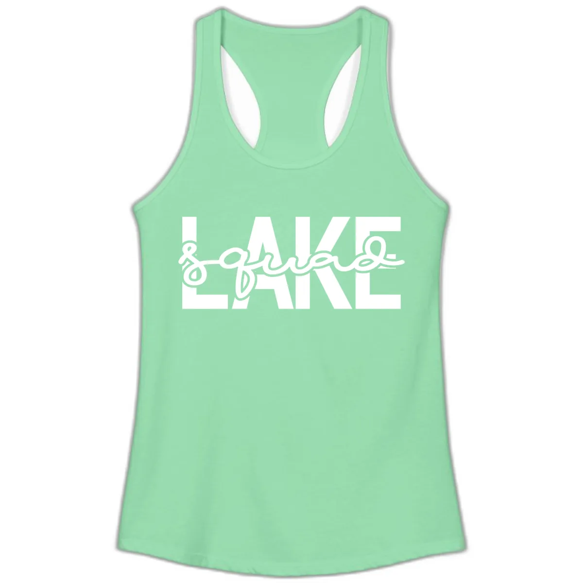 Lake Squad Typography Design Ladies Tank in Solid Mint