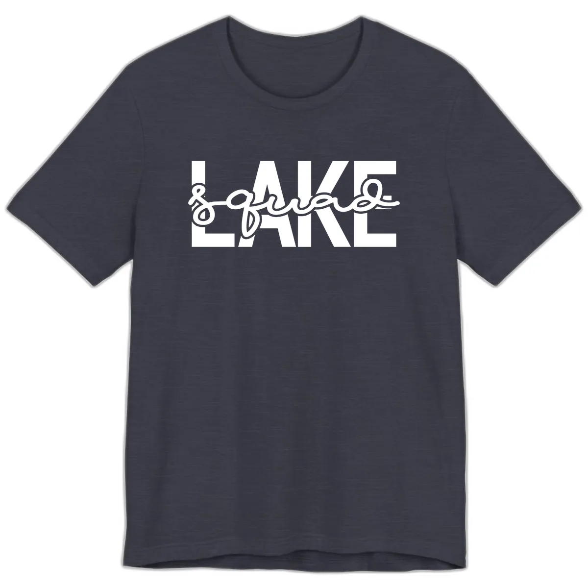 Lake Squad Typography Design Premium T-Shirt in Heather Midnight Navy