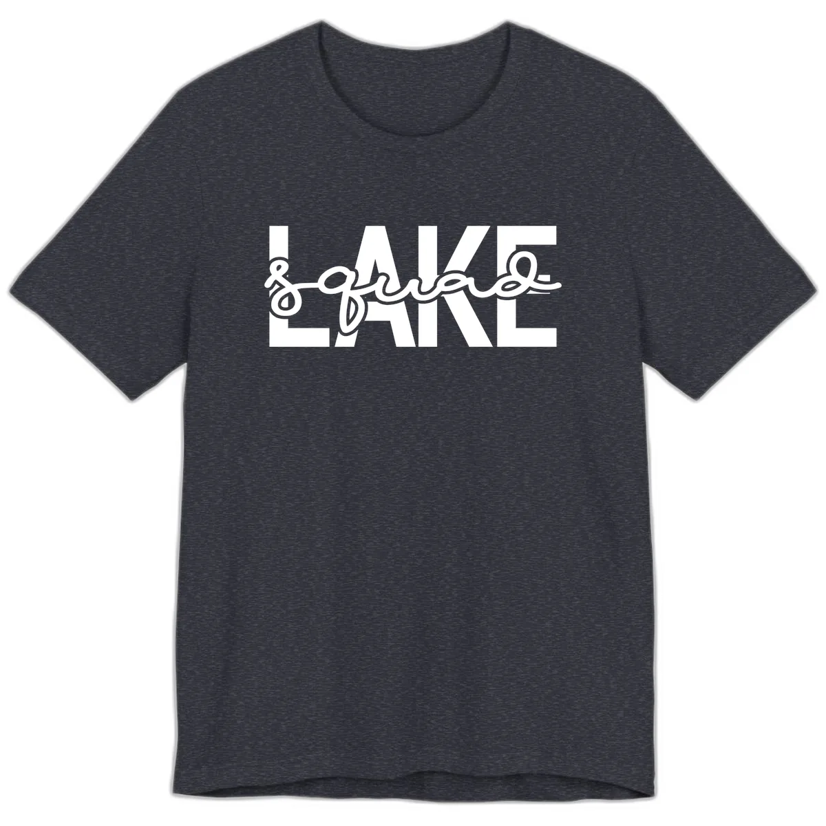 Lake Squad Typography Design Premium T-Shirt in Heather Navy
