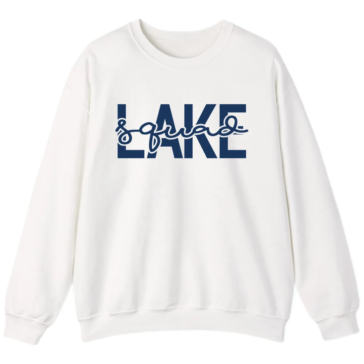 Lake Squad Typography Design Sweatshirt in White