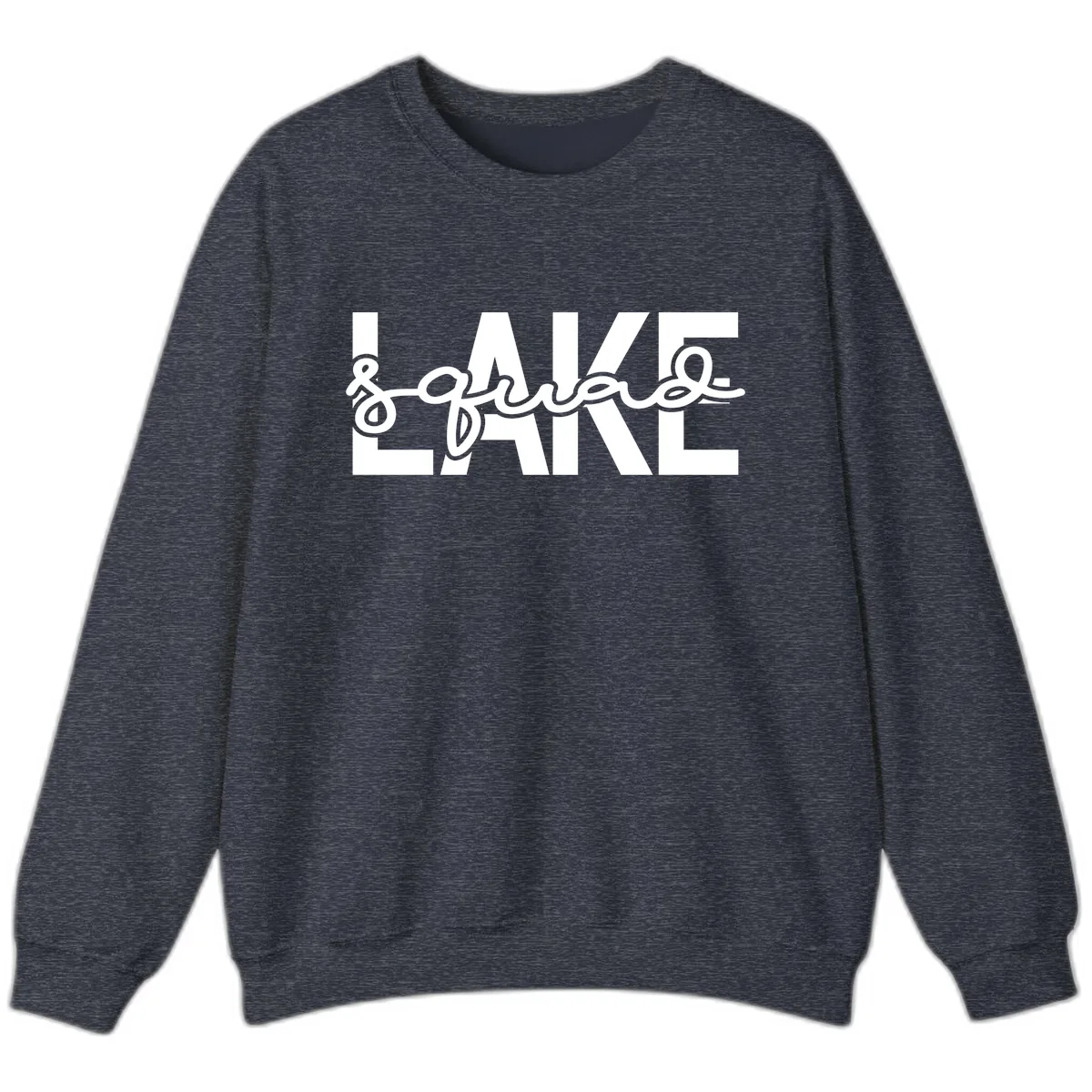 Lake Squad Typography Design Sweatshirt in Heather Sport Dark Navy