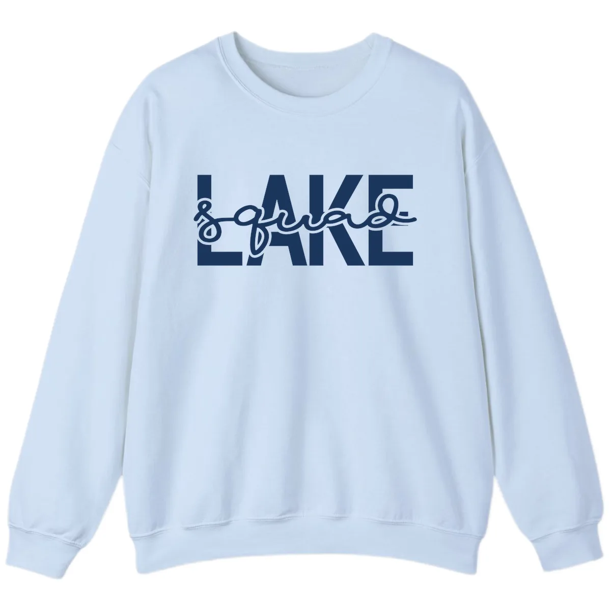 Lake Squad Typography Design Sweatshirt in Light Blue