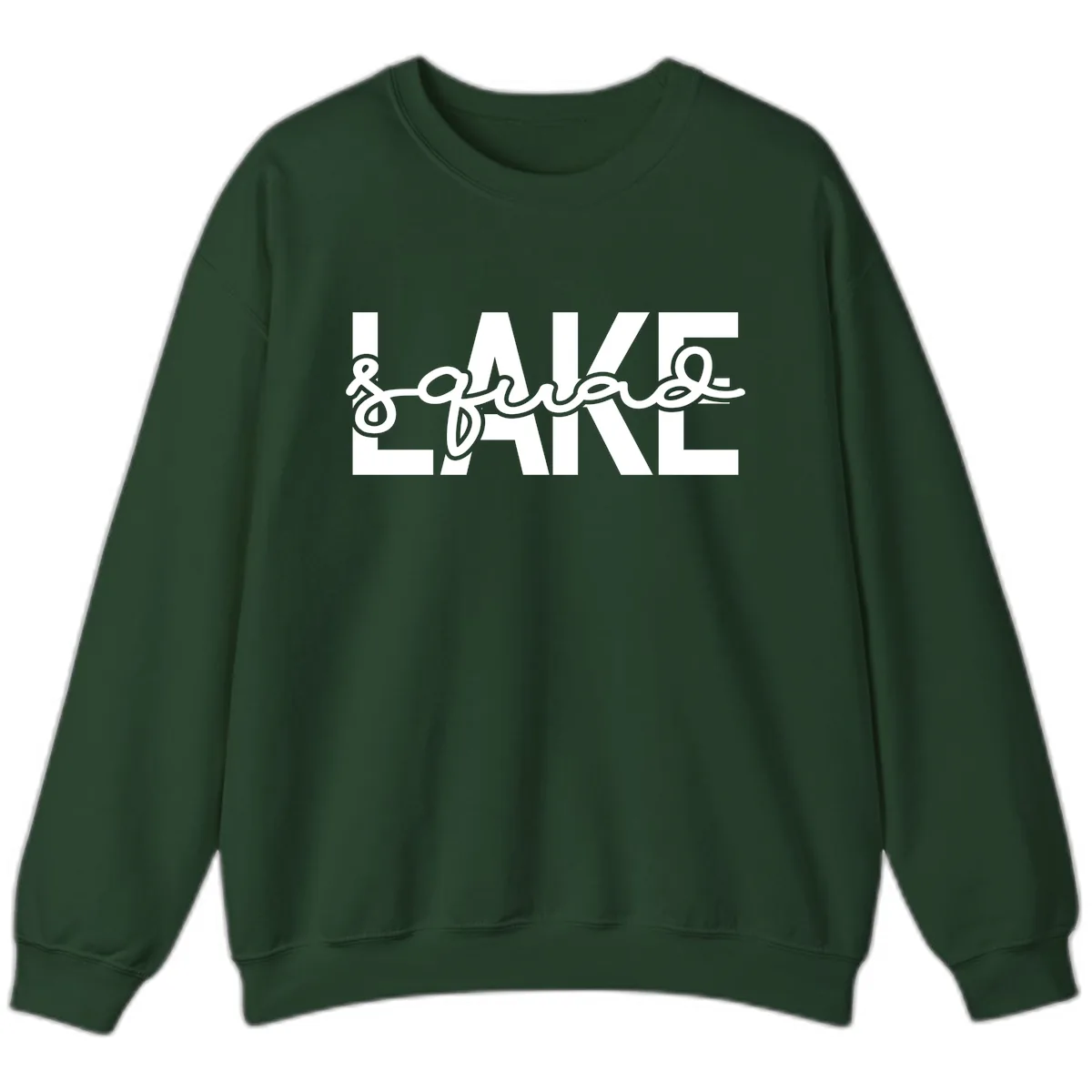 Lake Squad Typography Design Sweatshirt in Forest Green