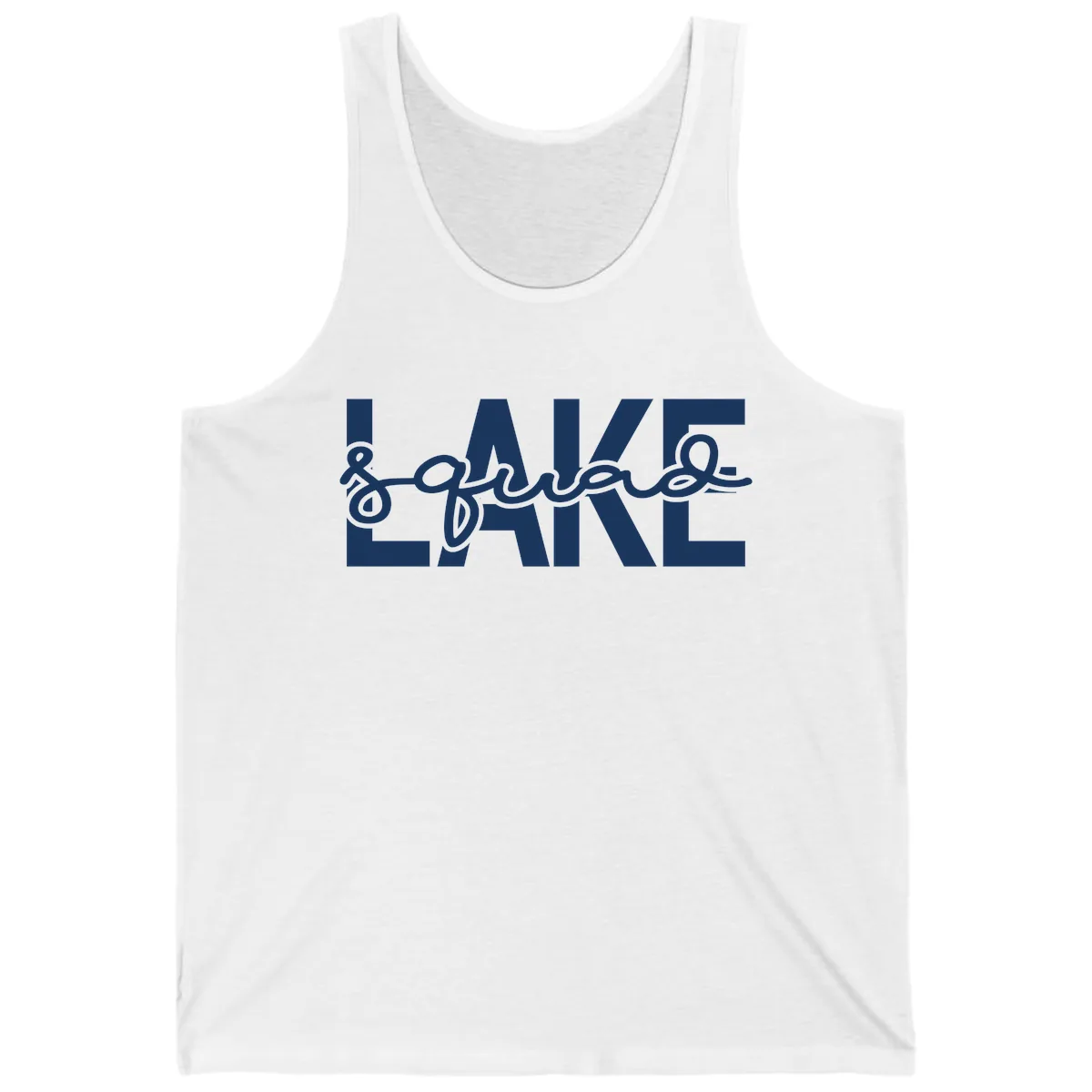 Lake Squad Typography Design Tank in White