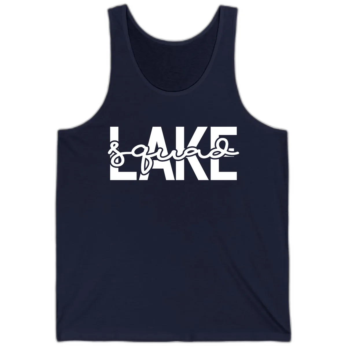 Lake Squad Typography Design Tank in Navy