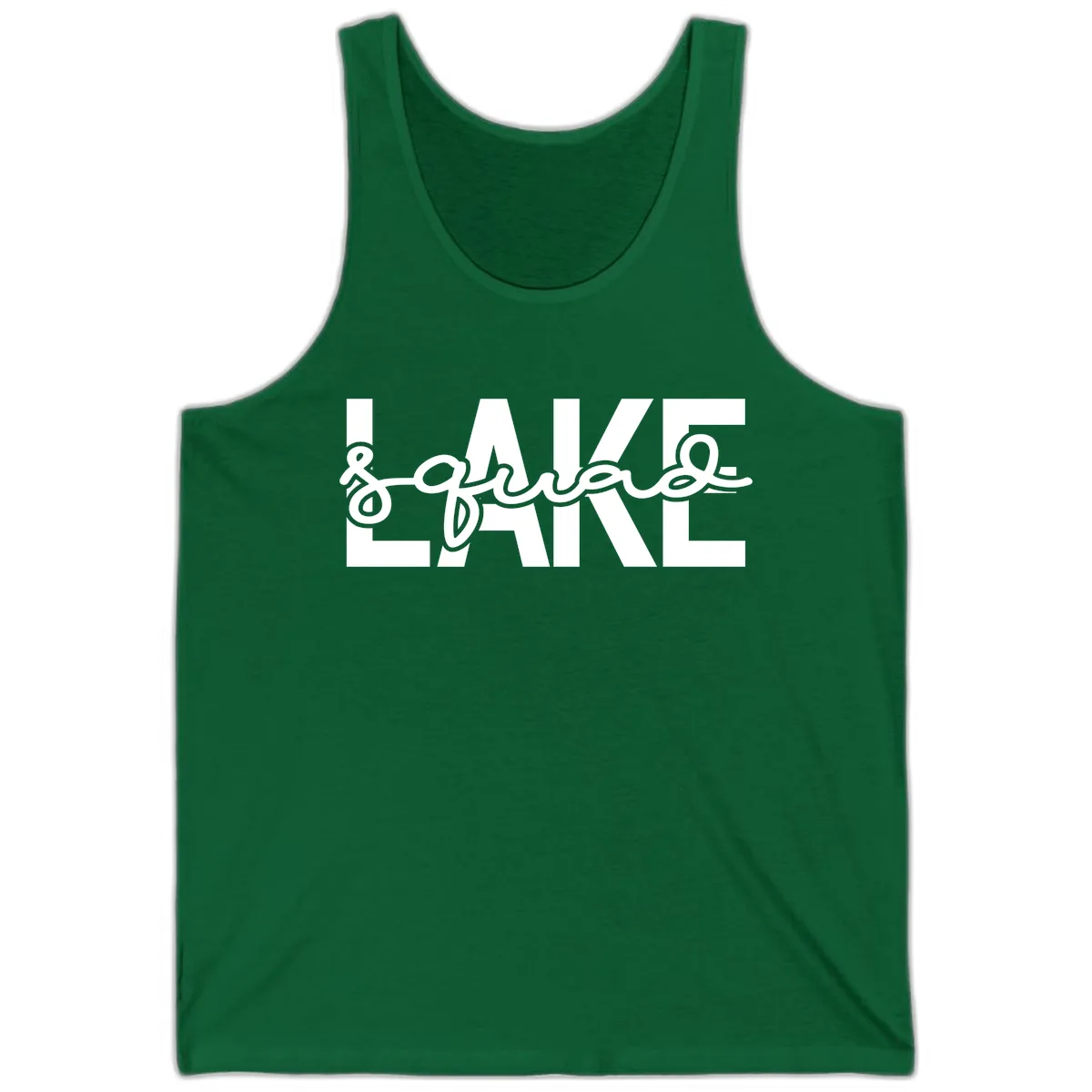 Lake Squad Typography Design Tank in Kelly