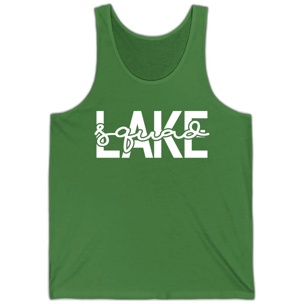 Lake Squad Typography Design Tank in Leaf