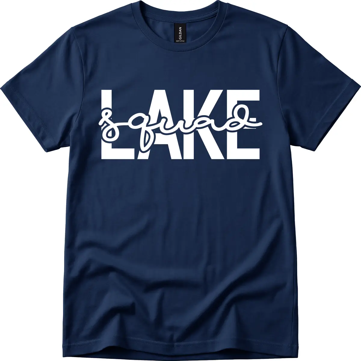 Lake Squad Typography Design T-Shirt in Navy