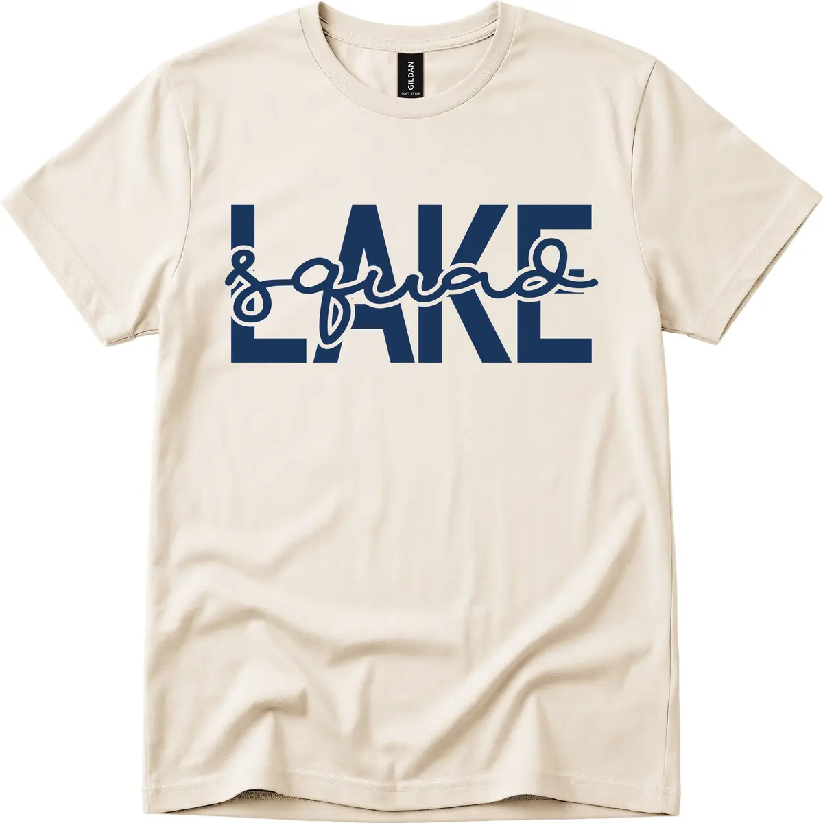 Lake Squad Typography Design T-Shirt in Natural