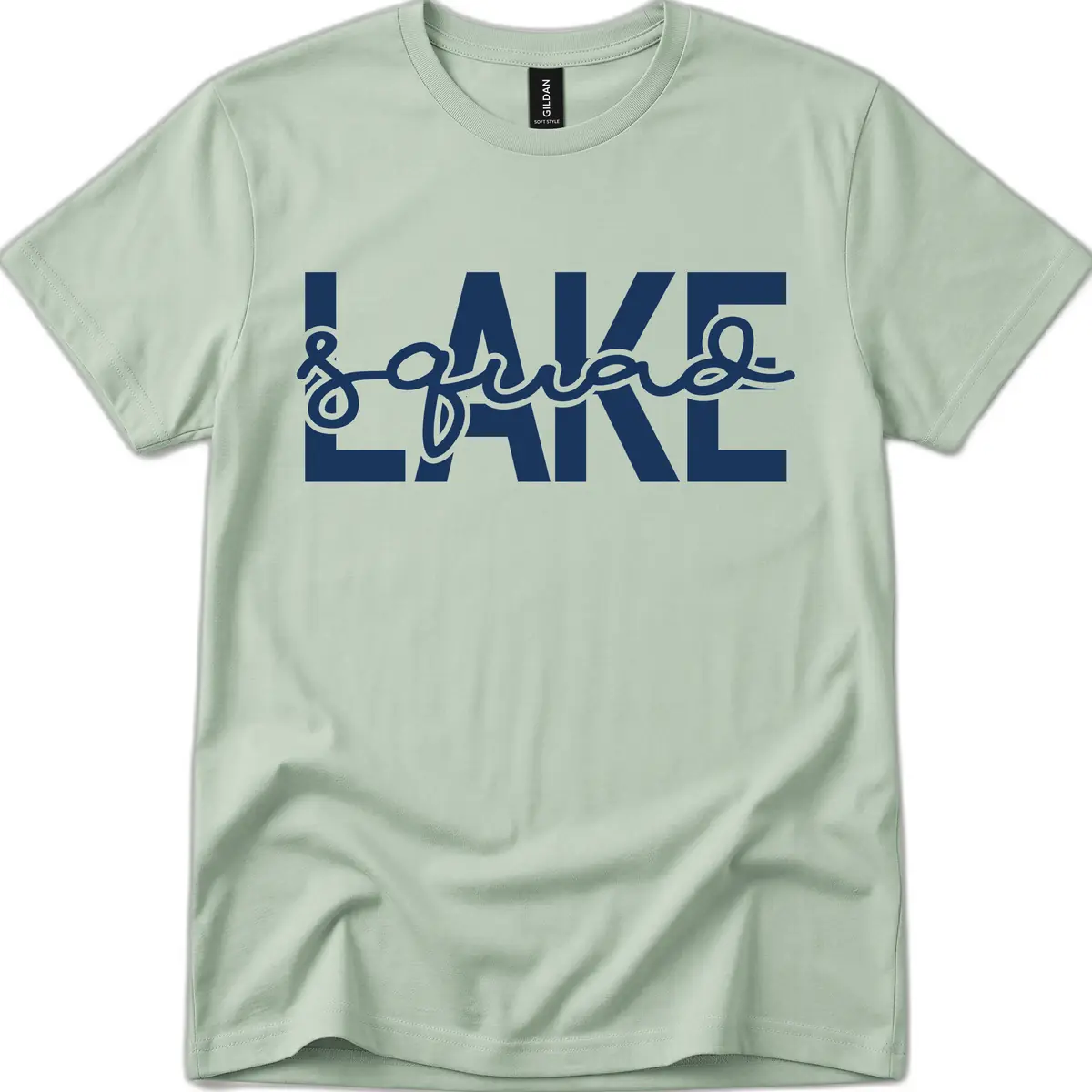 Lake Squad Typography Design T-Shirt in Sage