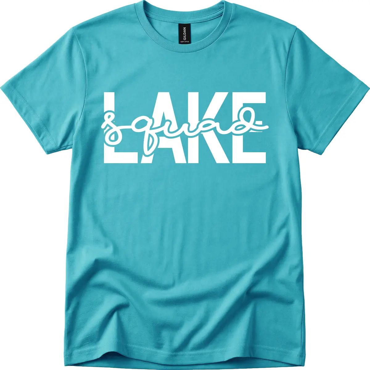 Lake Squad Typography Design T-Shirt in Tropical Blue