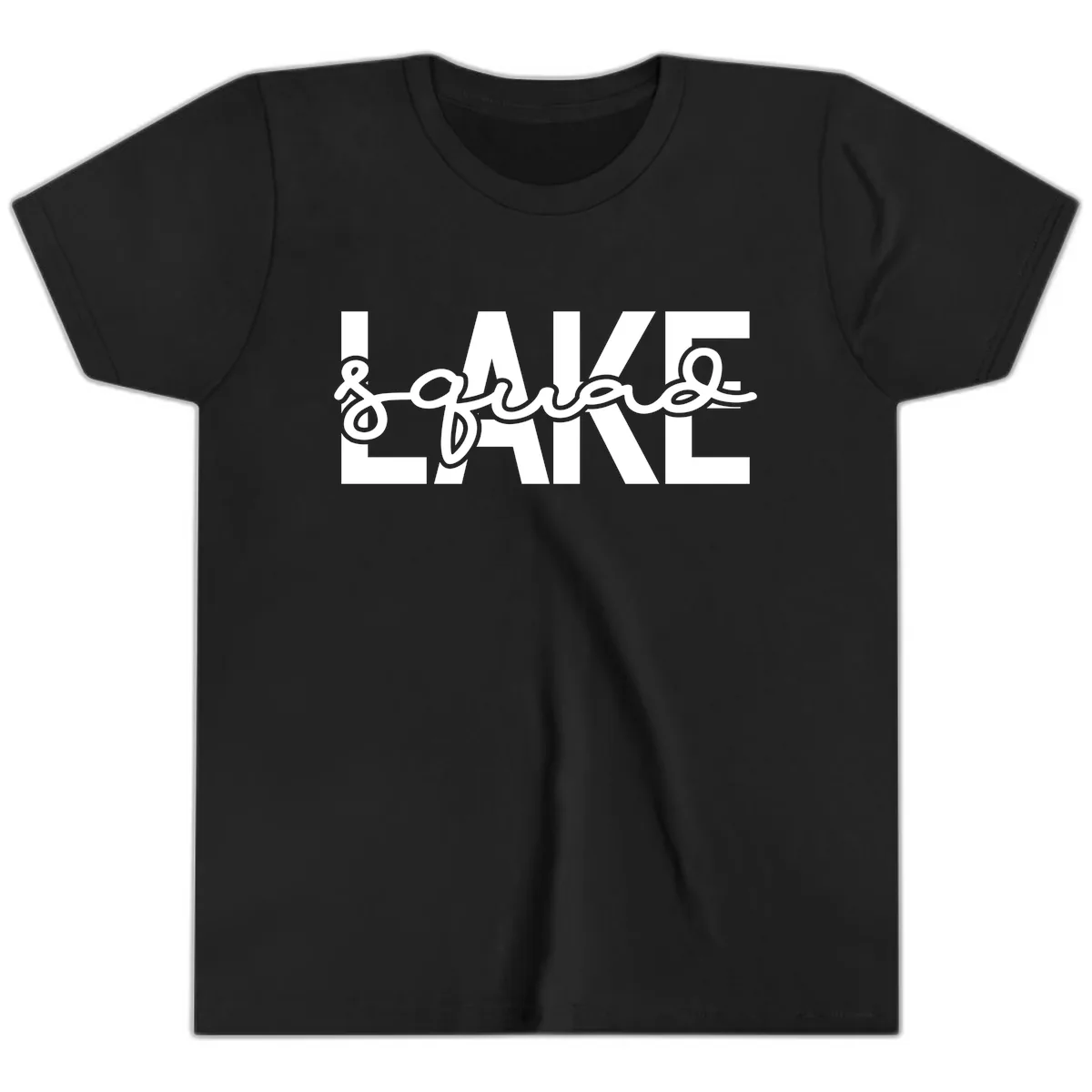 Lake Squad Typography Design Youth T-Shirt in Black