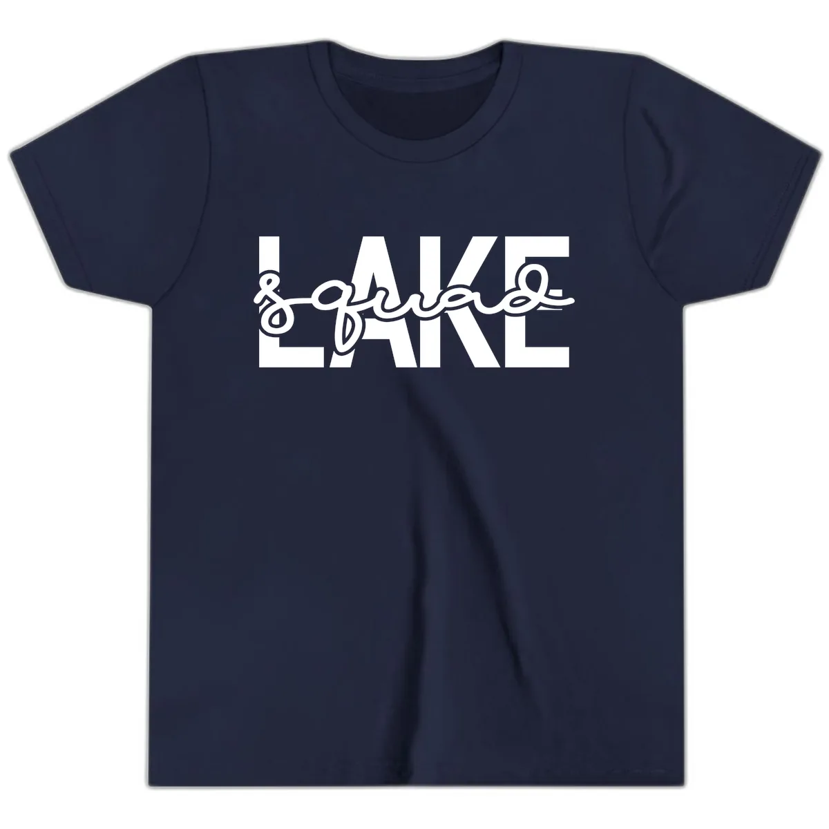 Lake Squad Typography Design Youth T-Shirt in Navy