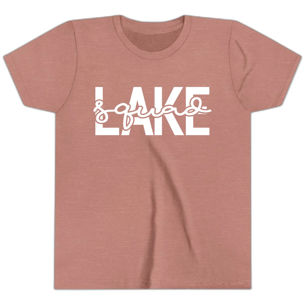 Lake Squad Typography Design Youth T-Shirt in Heather Mauve