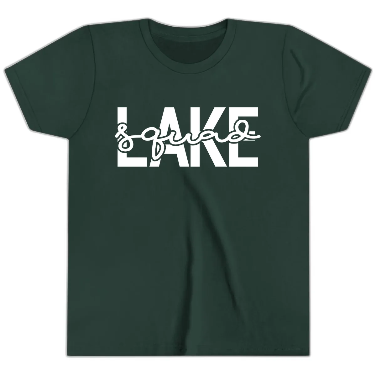 Lake Squad Typography Design Youth T-Shirt in Forest