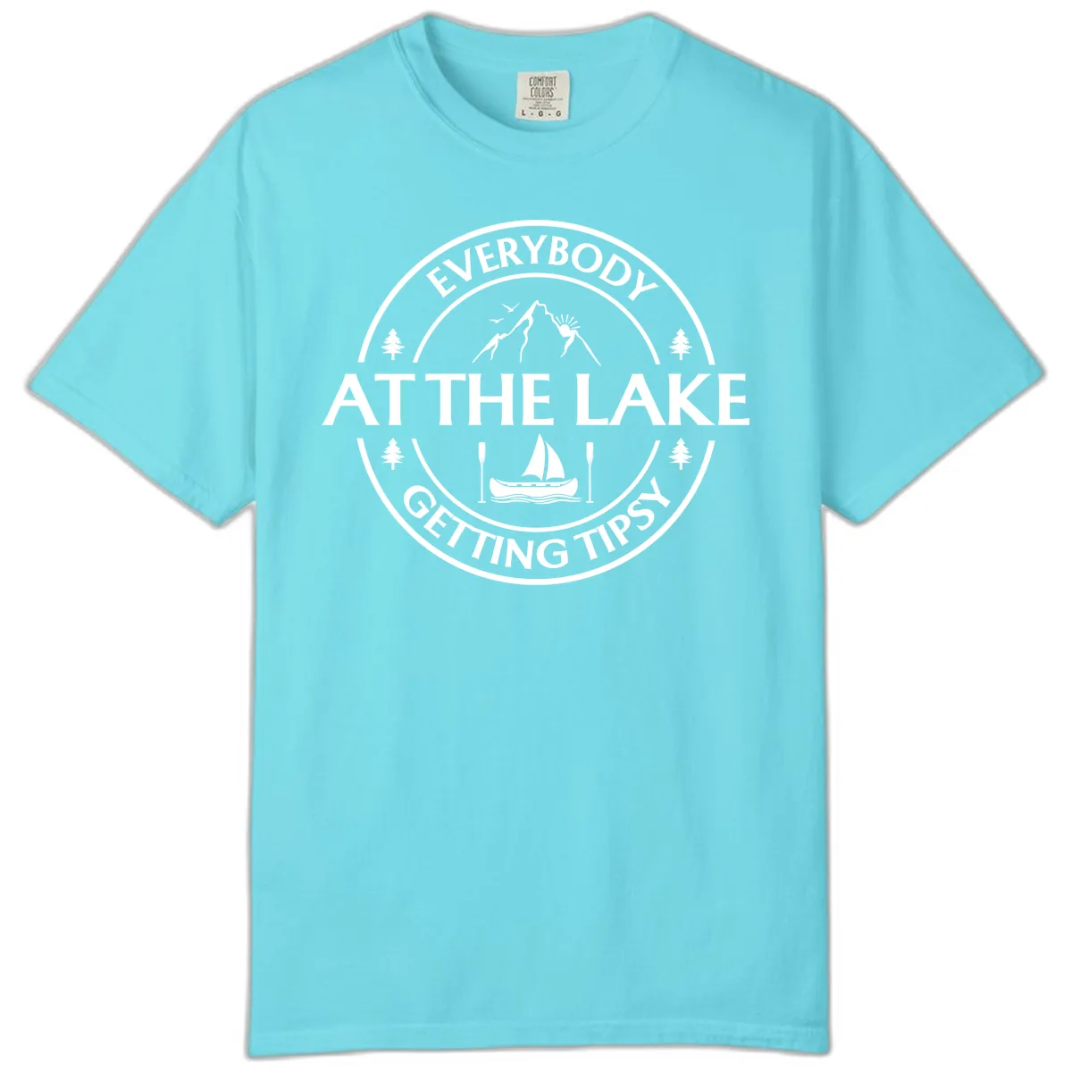 Everybody At The Lake Getting Tipsy Design Comfort Color in Lagoon Blue