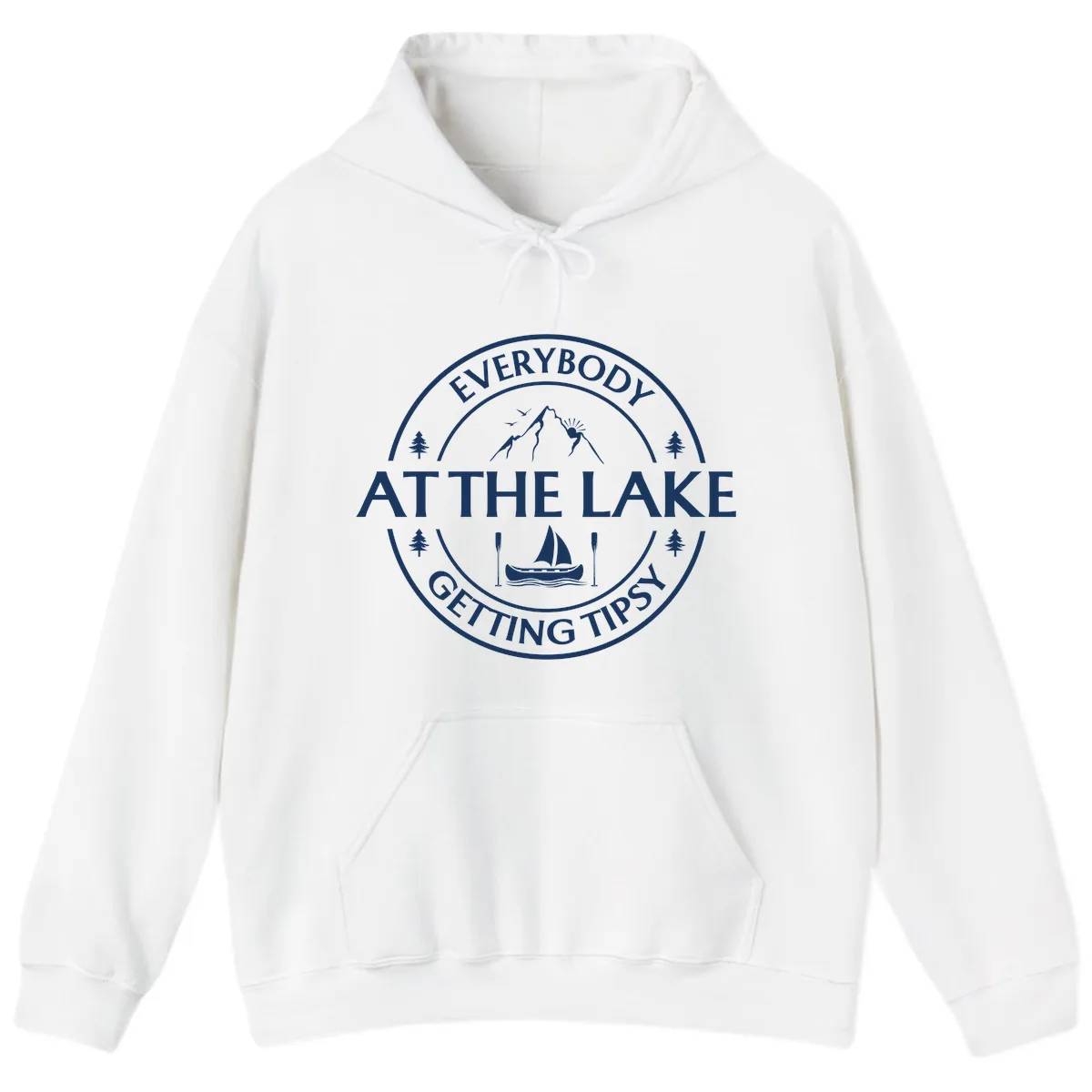 Everybody At The Lake Getting Tipsy Design Hoodie in White