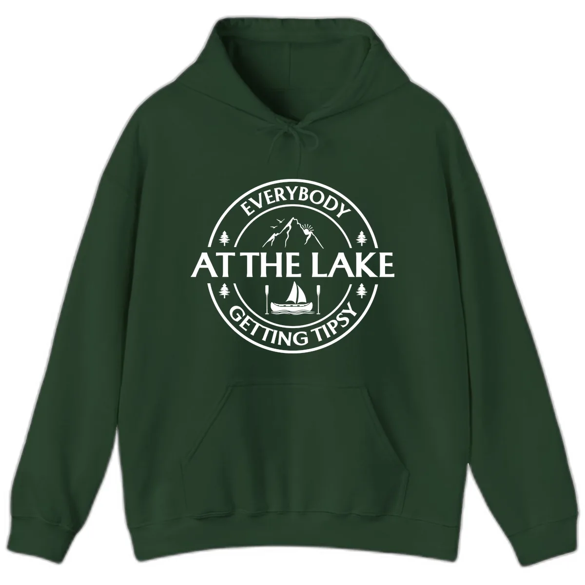 Everybody At The Lake Getting Tipsy Design Hoodie in Forest Green