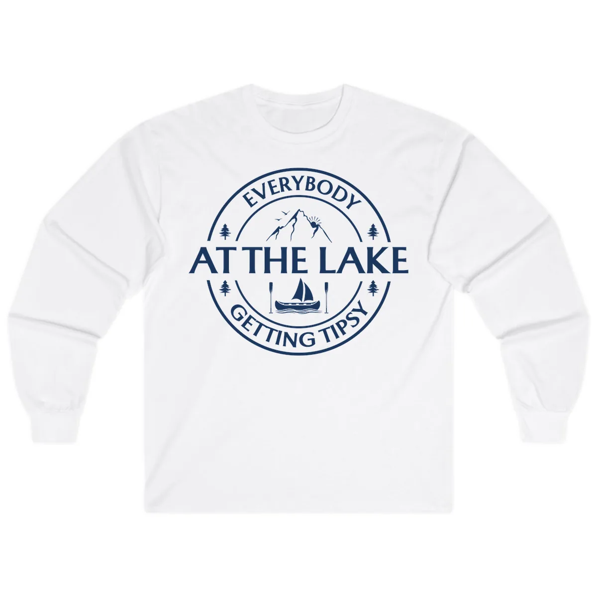 Everybody At The Lake Getting Tipsy Design Long Sleeve in White