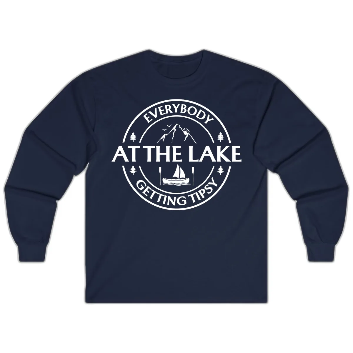 Everybody At The Lake Getting Tipsy Design Long Sleeve in Navy