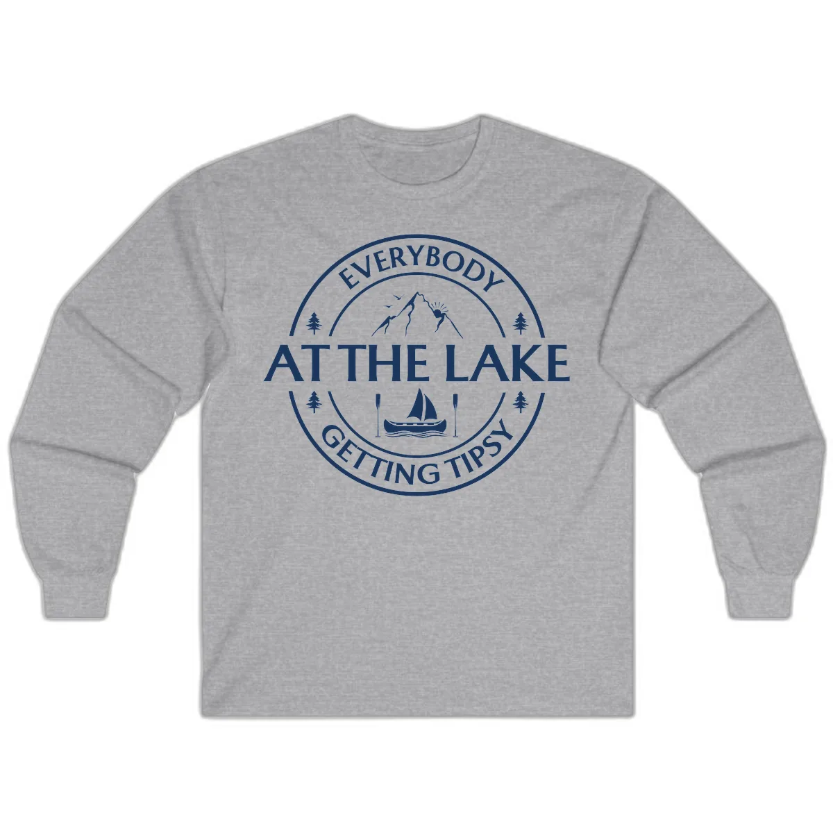 Everybody At The Lake Getting Tipsy Design Long Sleeve in Sport Grey