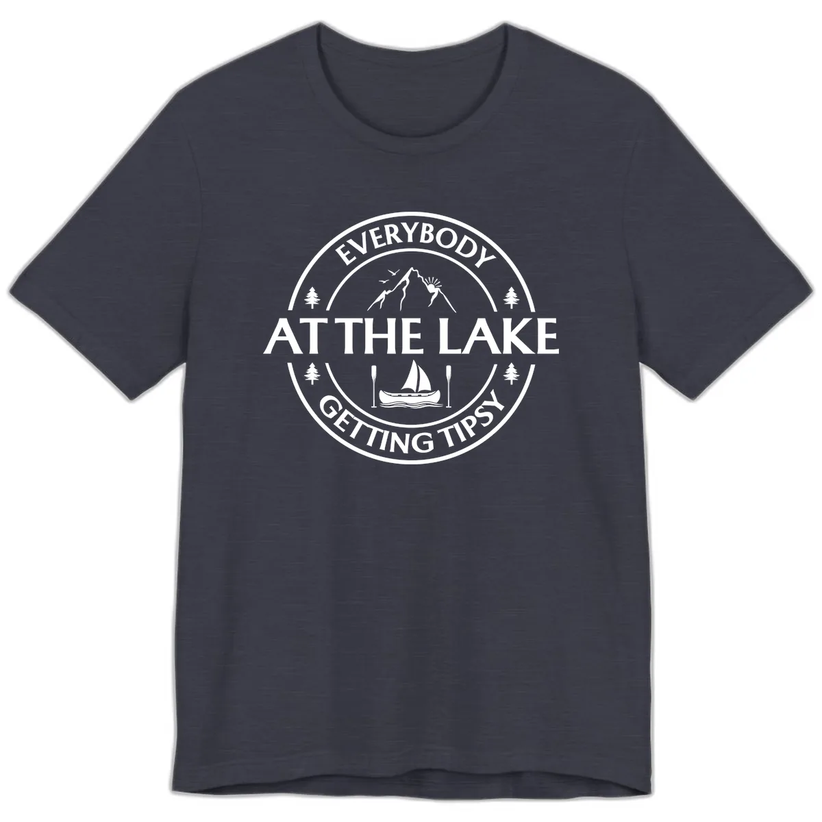 Everybody At The Lake Getting Tipsy Design Premium T-Shirt in Heather Midnight Navy