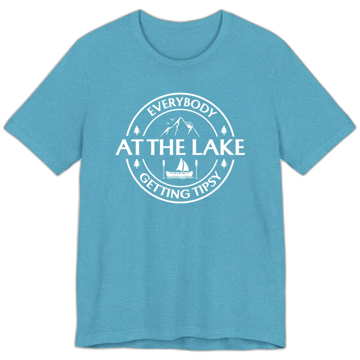 Everybody At The Lake Getting Tipsy Design Premium T-Shirt in Heather Aqua
