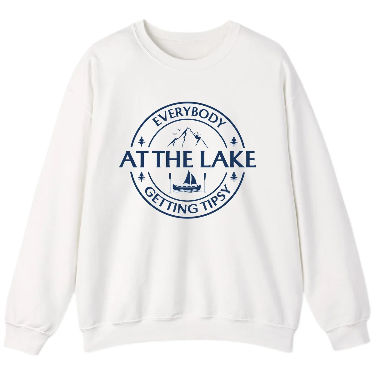 Everybody At The Lake Getting Tipsy Design Sweatshirt in White