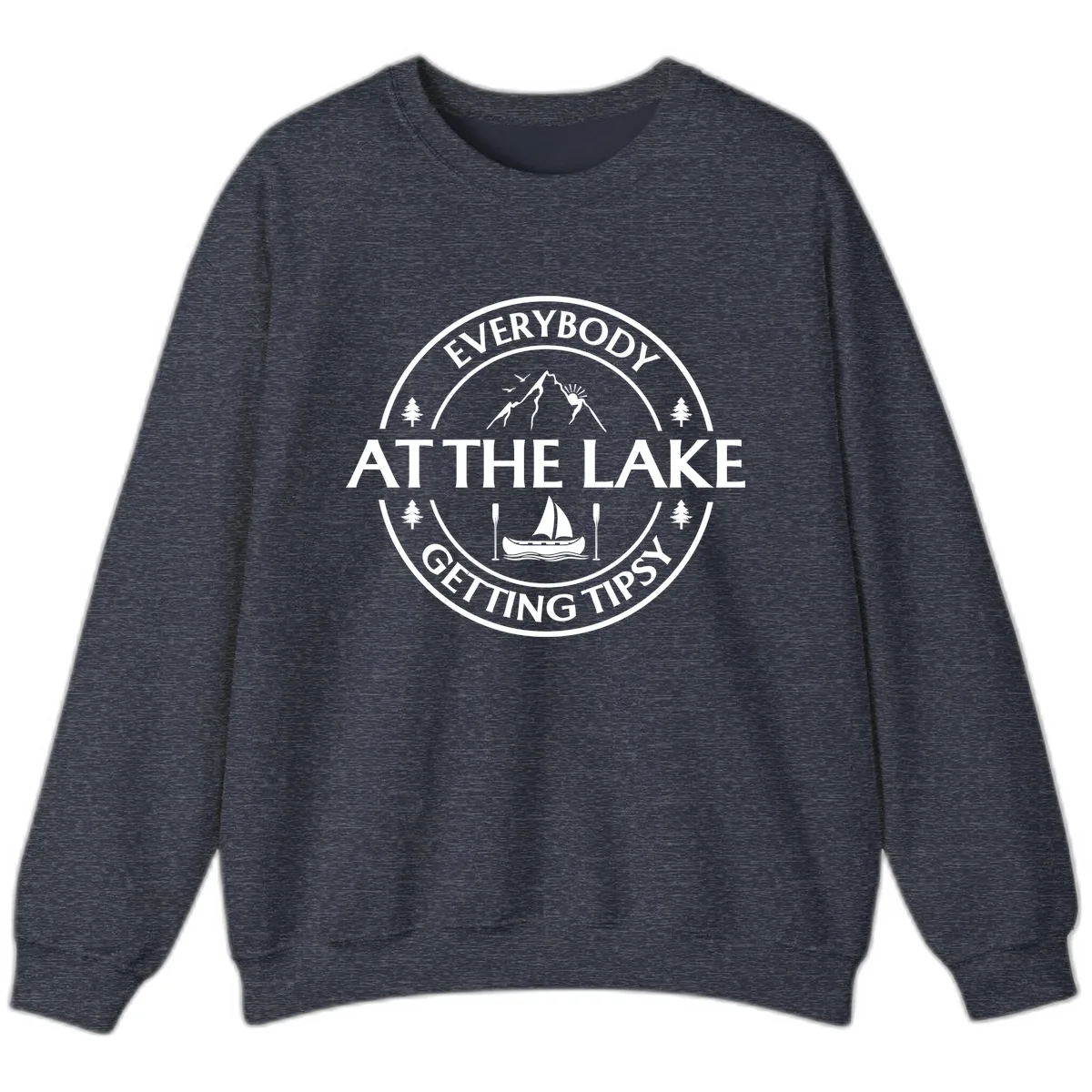 Everybody At The Lake Getting Tipsy Design Sweatshirt in Heather Sport Dark Navy