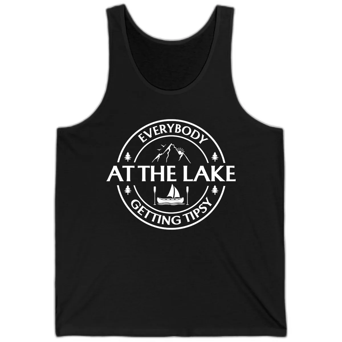 Everybody At The Lake Getting Tipsy Design Tank in Black