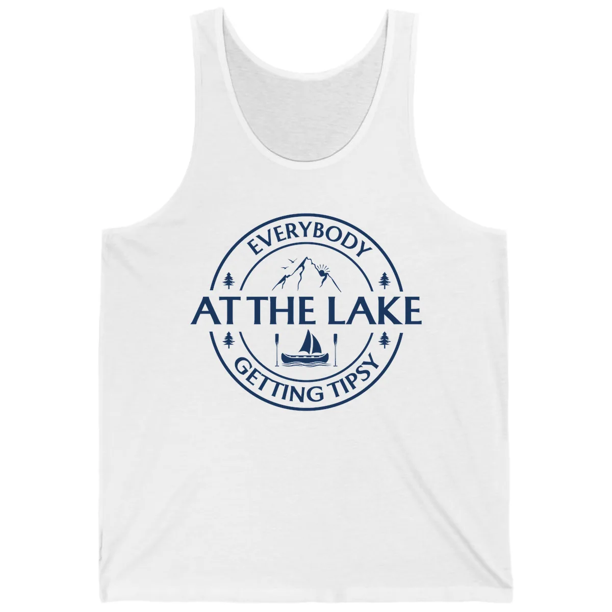Everybody At The Lake Getting Tipsy Design Tank in White