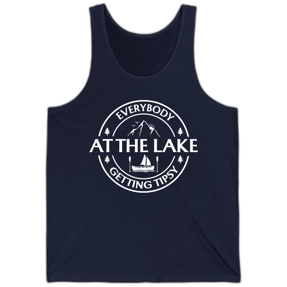 Everybody At The Lake Getting Tipsy Design Tank in Navy