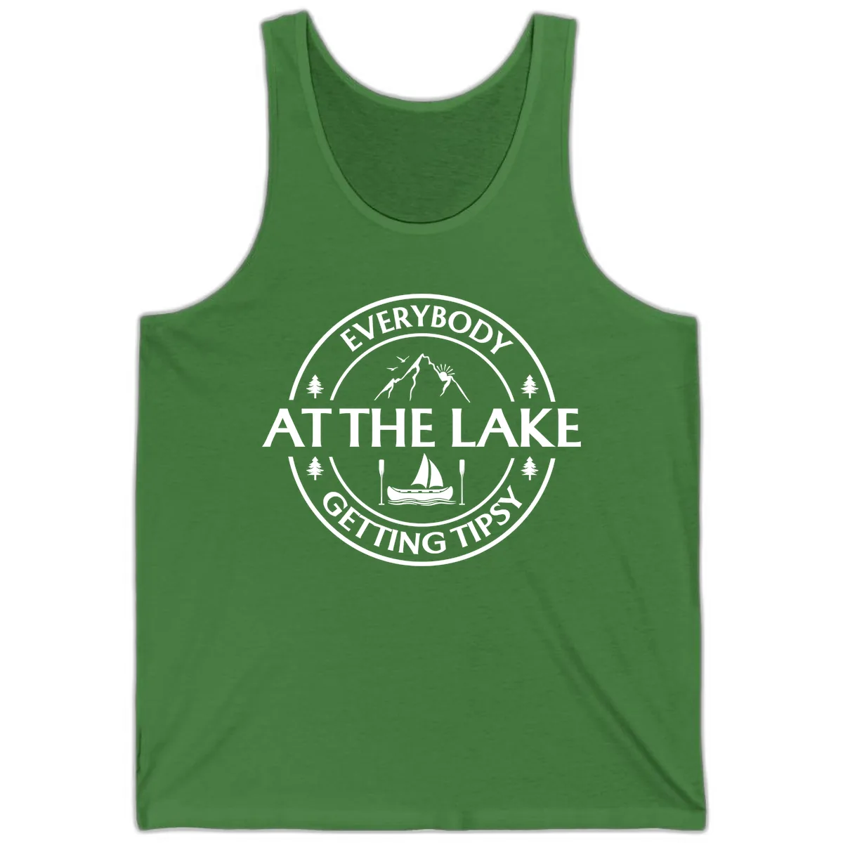 Everybody At The Lake Getting Tipsy Design Tank in Leaf