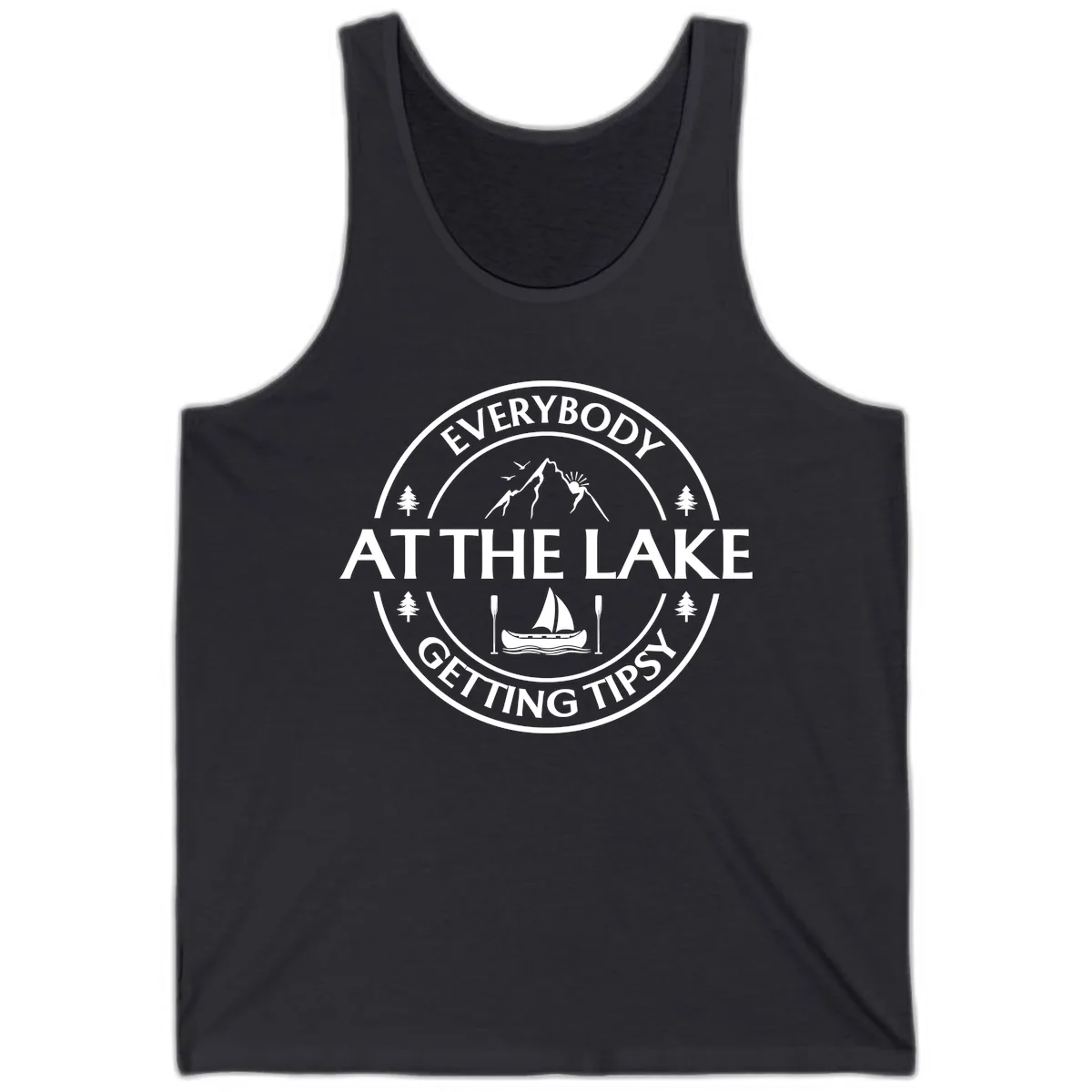 Everybody At The Lake Getting Tipsy Design Tank in Dark Grey