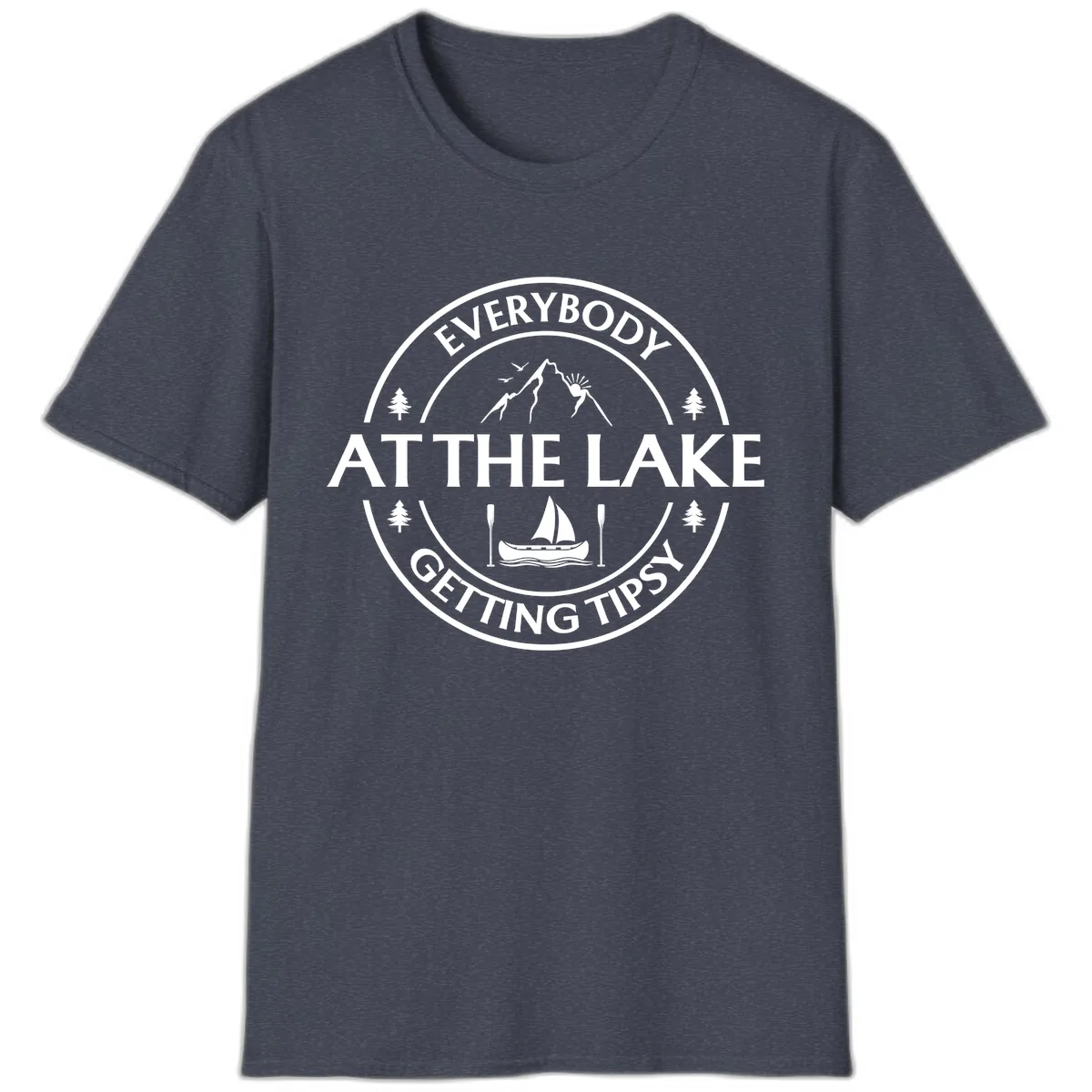 Everybody At The Lake Getting Tipsy Design T-Shirt in Heather Navy