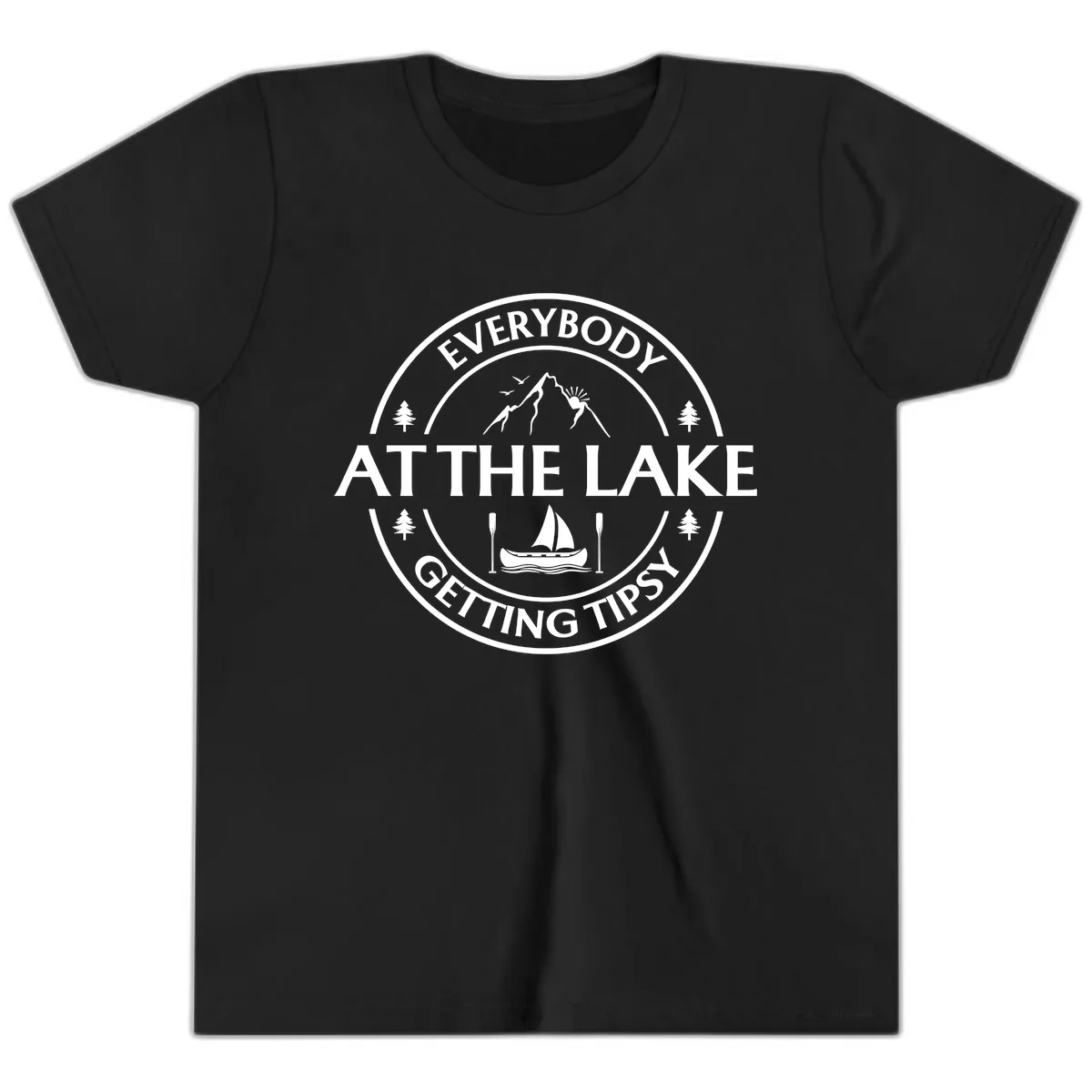 Everybody At The Lake Getting Tipsy Design Youth T-Shirt in Black