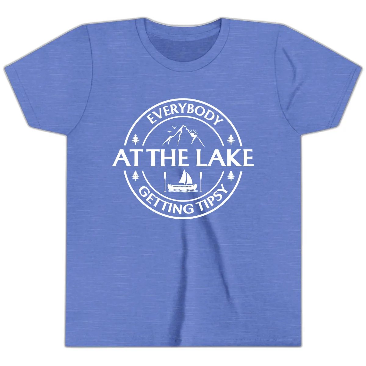 Everybody At The Lake Getting Tipsy Design Youth T-Shirt in Heather Columbia Blue