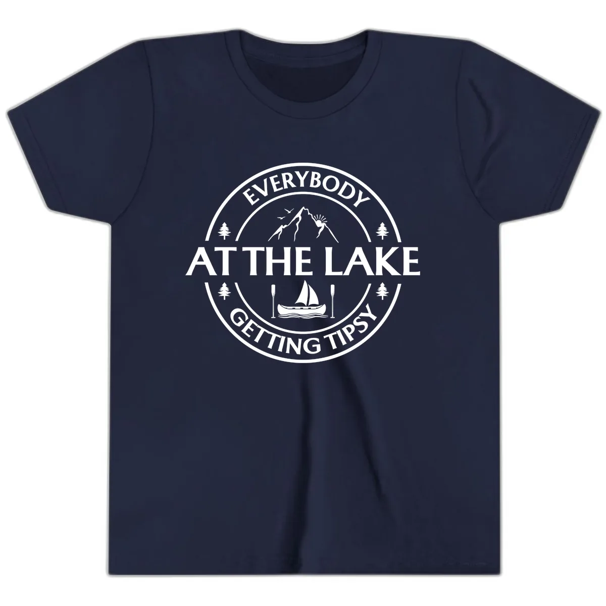Everybody At The Lake Getting Tipsy Design Youth T-Shirt in Navy