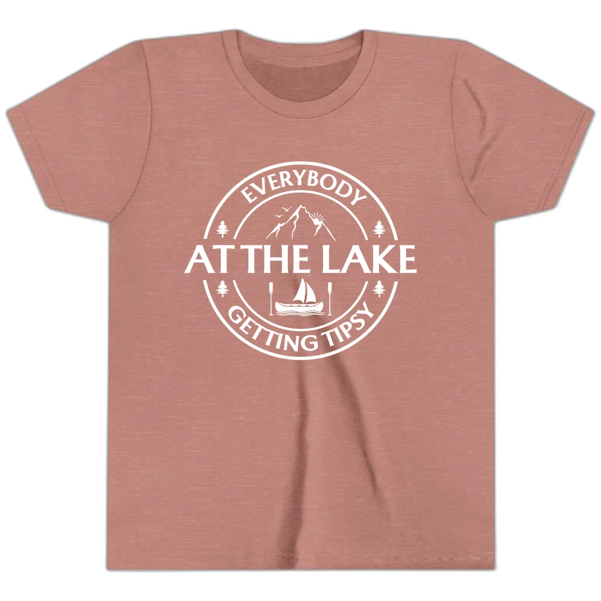 Everybody At The Lake Getting Tipsy Design Youth T-Shirt in Heather Mauve