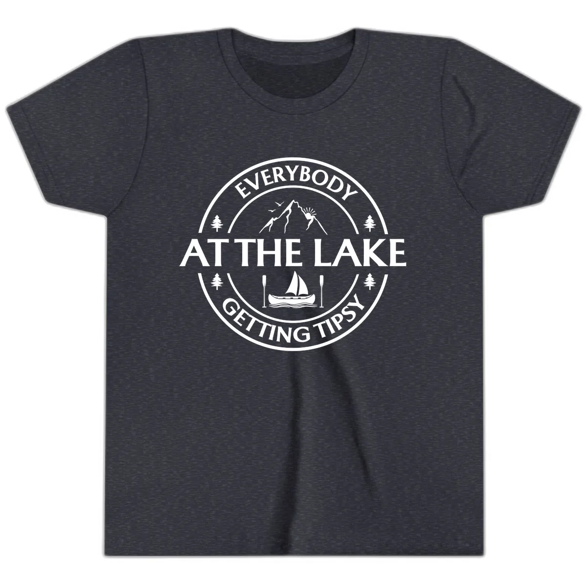 Everybody At The Lake Getting Tipsy Design Youth T-Shirt in Heather Navy