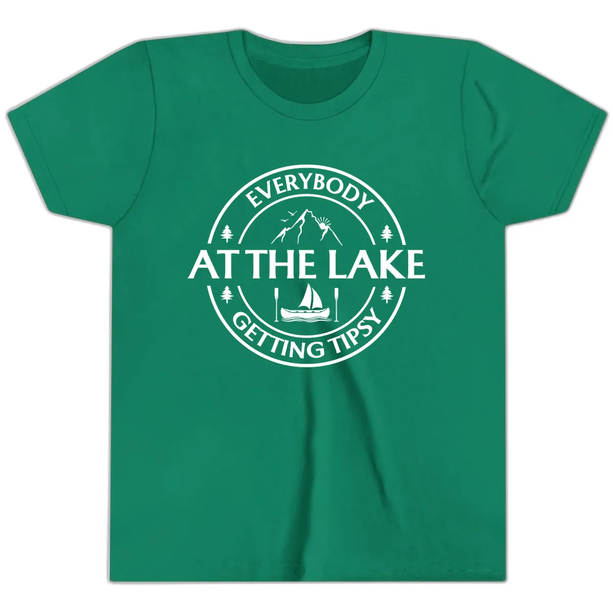 Everybody At The Lake Getting Tipsy Design Youth T-Shirt in Kelly
