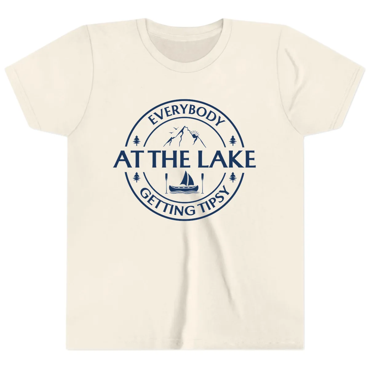 Everybody At The Lake Getting Tipsy Design Youth T-Shirt in Natural
