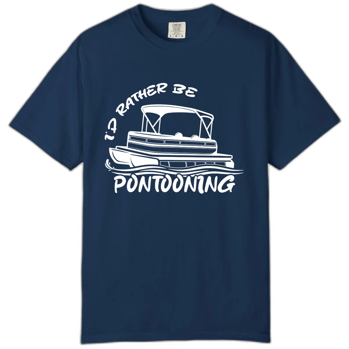 I'd Rather Be Pontooning Boat Design Comfort Color in Navy